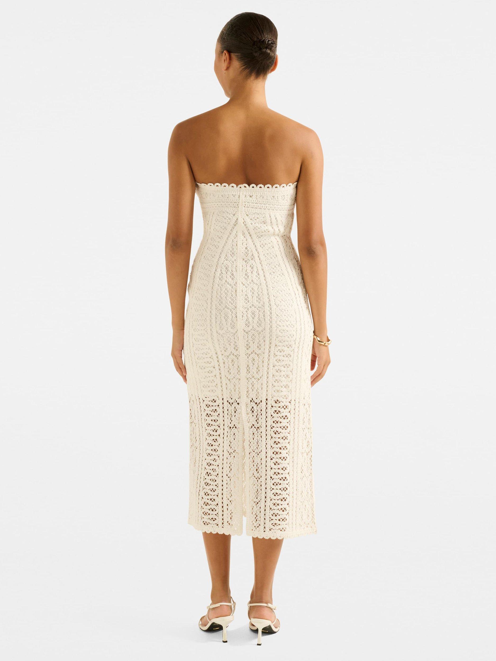 Product image 2 of 4, which shows Forever New Arianna Crochet Midi Dress, Porcelain, 4
