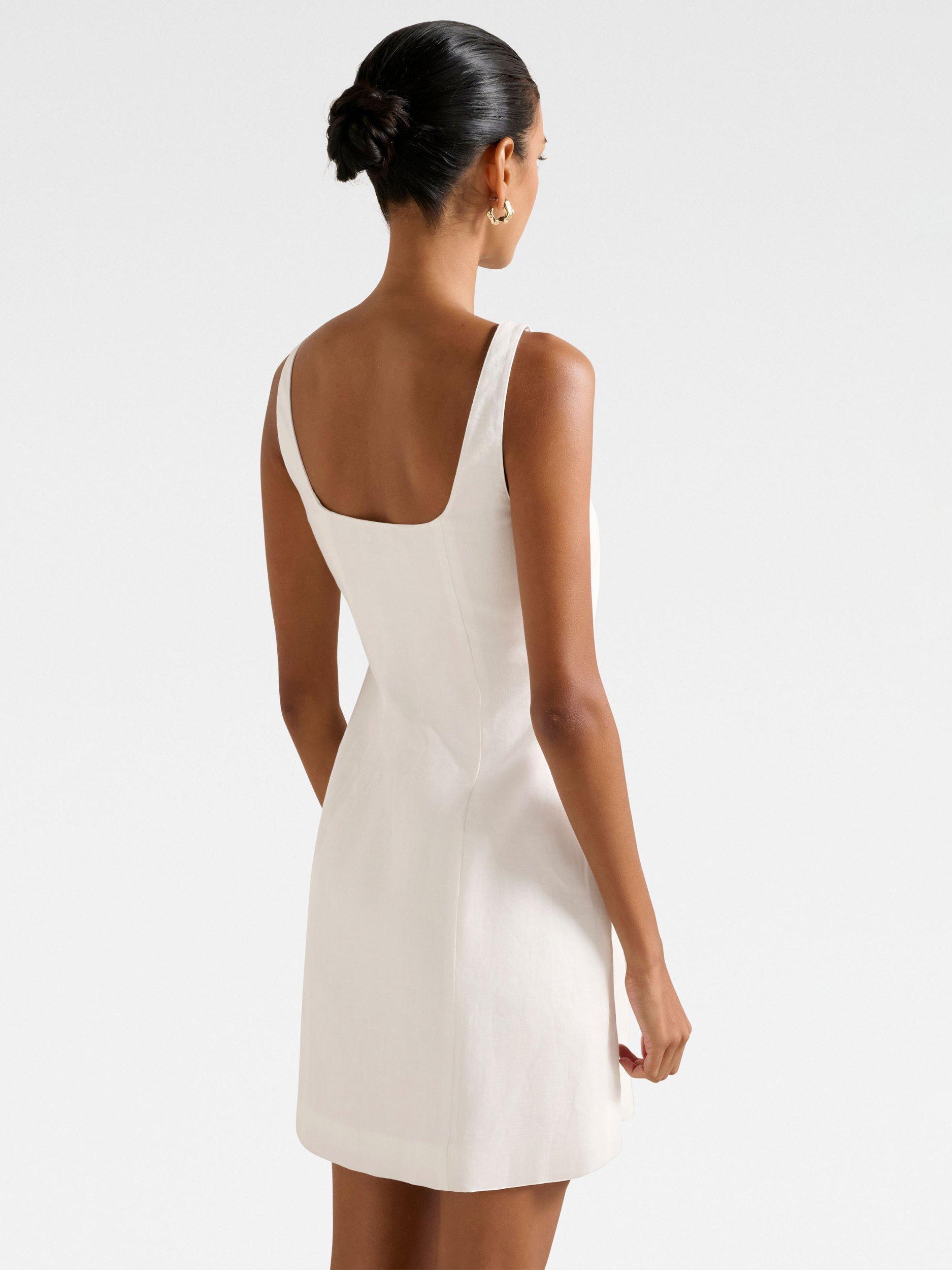 Product image 2 of 5, which shows Forever New Petite Monica Bow Front Mini Dress, Porcelain, 4
