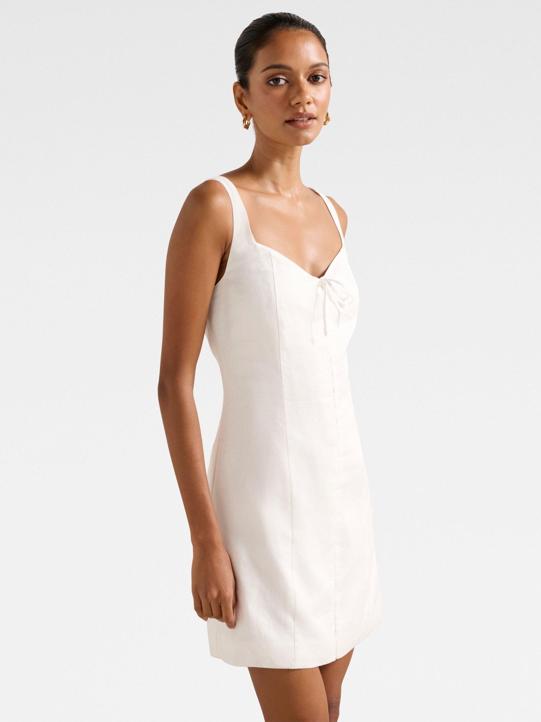 Product image 3 of 5, which shows Forever New Petite Monica Bow Front Mini Dress, Porcelain, 4