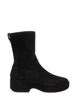 FitFlop F-Luma Suede Mid Calf Boots, Black, Black