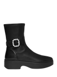 FitFlop F-Luma Crystal Buckle Leather Short Boots, Black