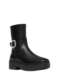 FitFlop F-Luma Crystal Buckle Leather Short Boots, Black