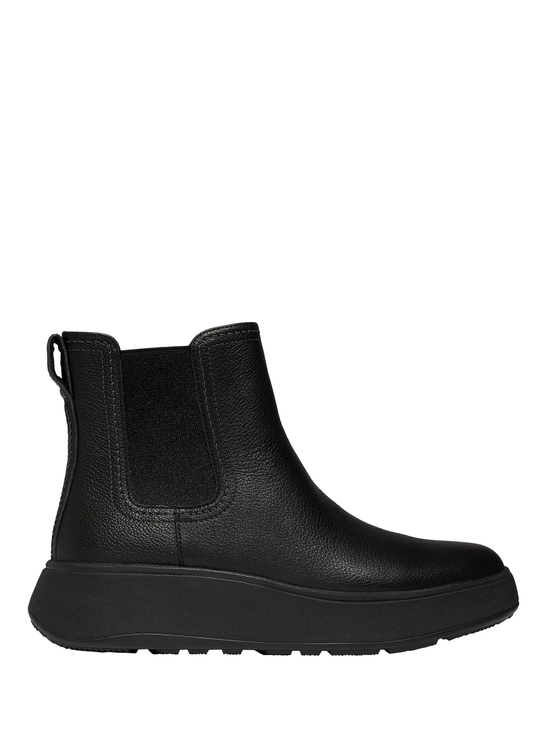 Product image 1 of 4, which shows FitFlop Tumbled Leather Chelsea Boots, Black, 3