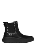 FitFlop F-Mode Gem Trim Leather Flatform Chelsea Boots, All Black