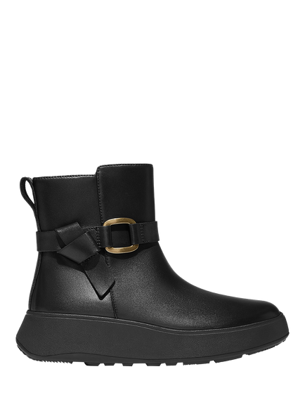 FitFlop F-Mode Square Ring Leather Flatform Ankle Boots, Black, Black