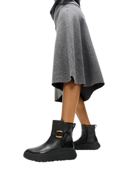 FitFlop F-Mode Square Ring Leather Flatform Ankle Boots, Black - view 2, Black