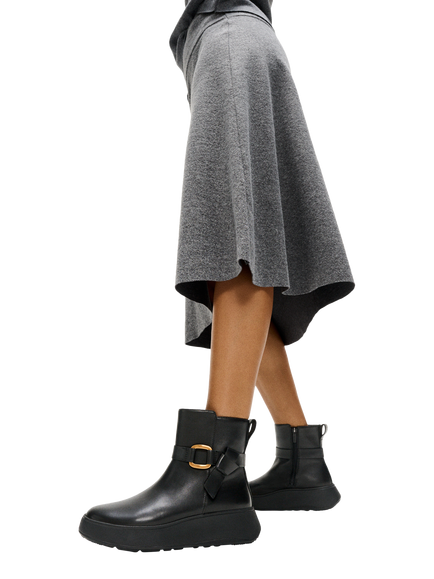 FitFlop F-Mode Square Ring Leather Flatform Ankle Boots, Black - view 2, Black