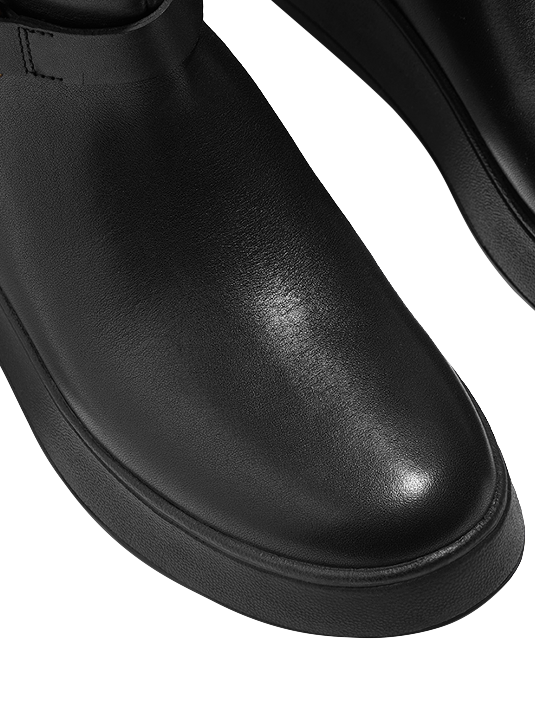 Product image 3 of 5, which shows FitFlop F-Mode Leather Square Ring Flatform Knee Boots, Black, 3