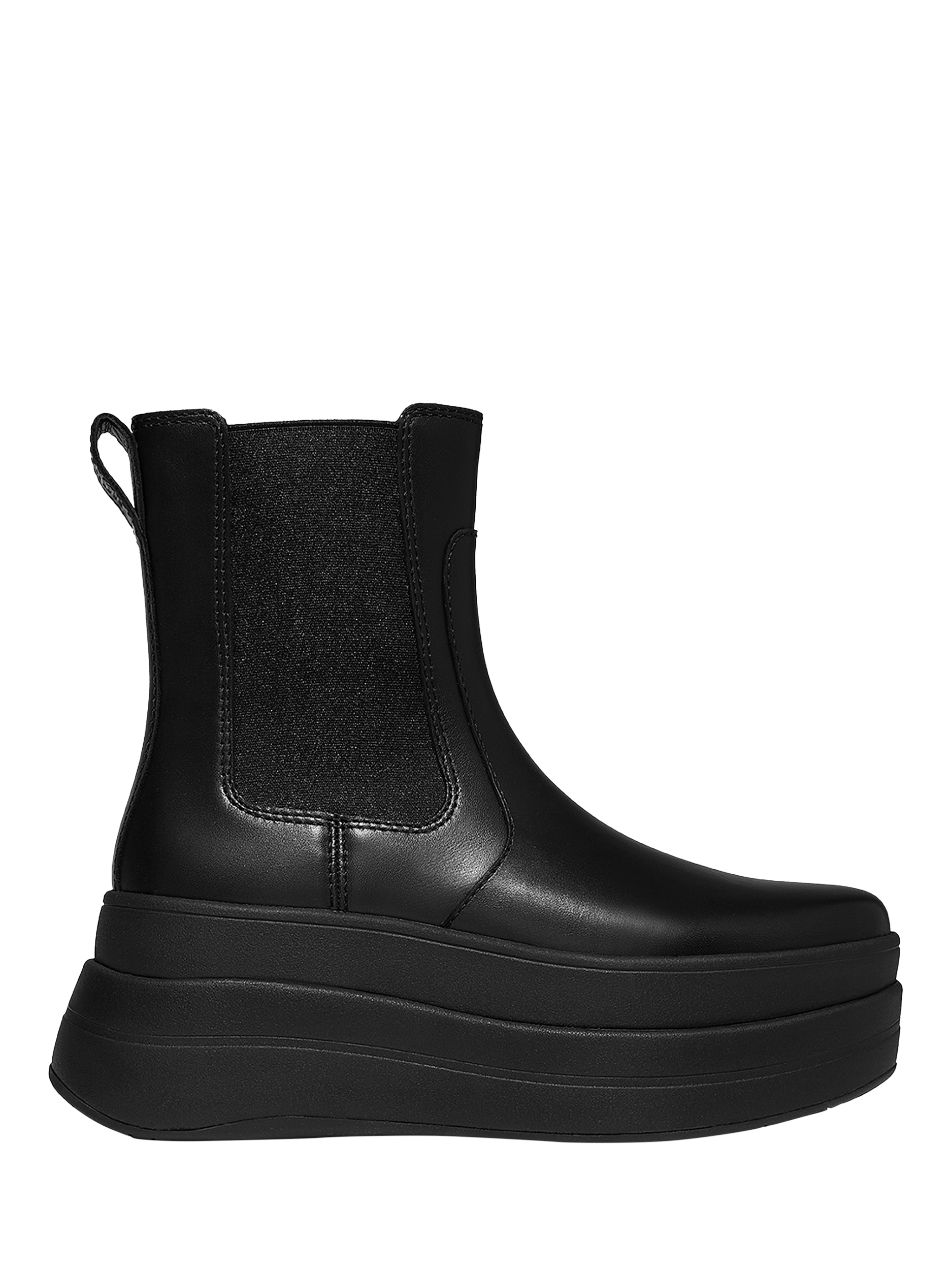 FitFlop F-Mode Stack Chelsea Boots, Black