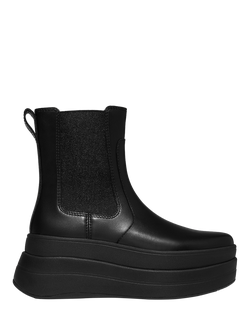 FitFlop F-Mode Stack Chelsea Boots, Black, All Black