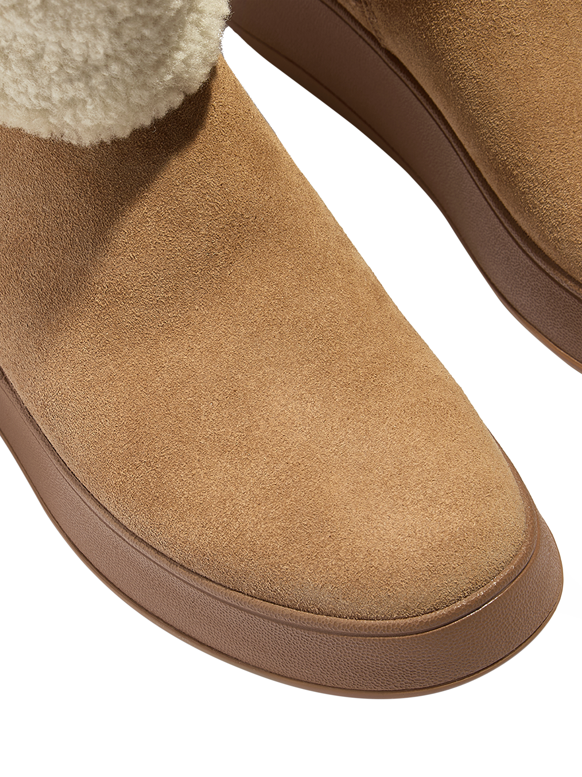 Product image 3 of 5, which shows FitFlop F-Mode Shearling Collar Zip Up Leather Ankle Boots, Desert Tan, 3