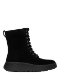 FitFlop F-Mode Suede Lace Up Flatform Ankle Boots, All Black