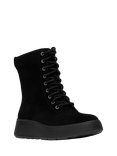 FitFlop F-Mode Suede Lace Up Flatform Ankle Boots, All Black