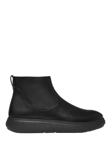 FitFlop IQ-COMFF Leather Zip Ankle Boots, All Black