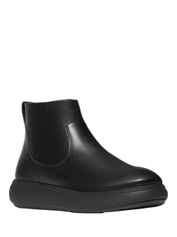 FitFlop IQ-COMFF Leather Zip Ankle Boots - view 2, All Black