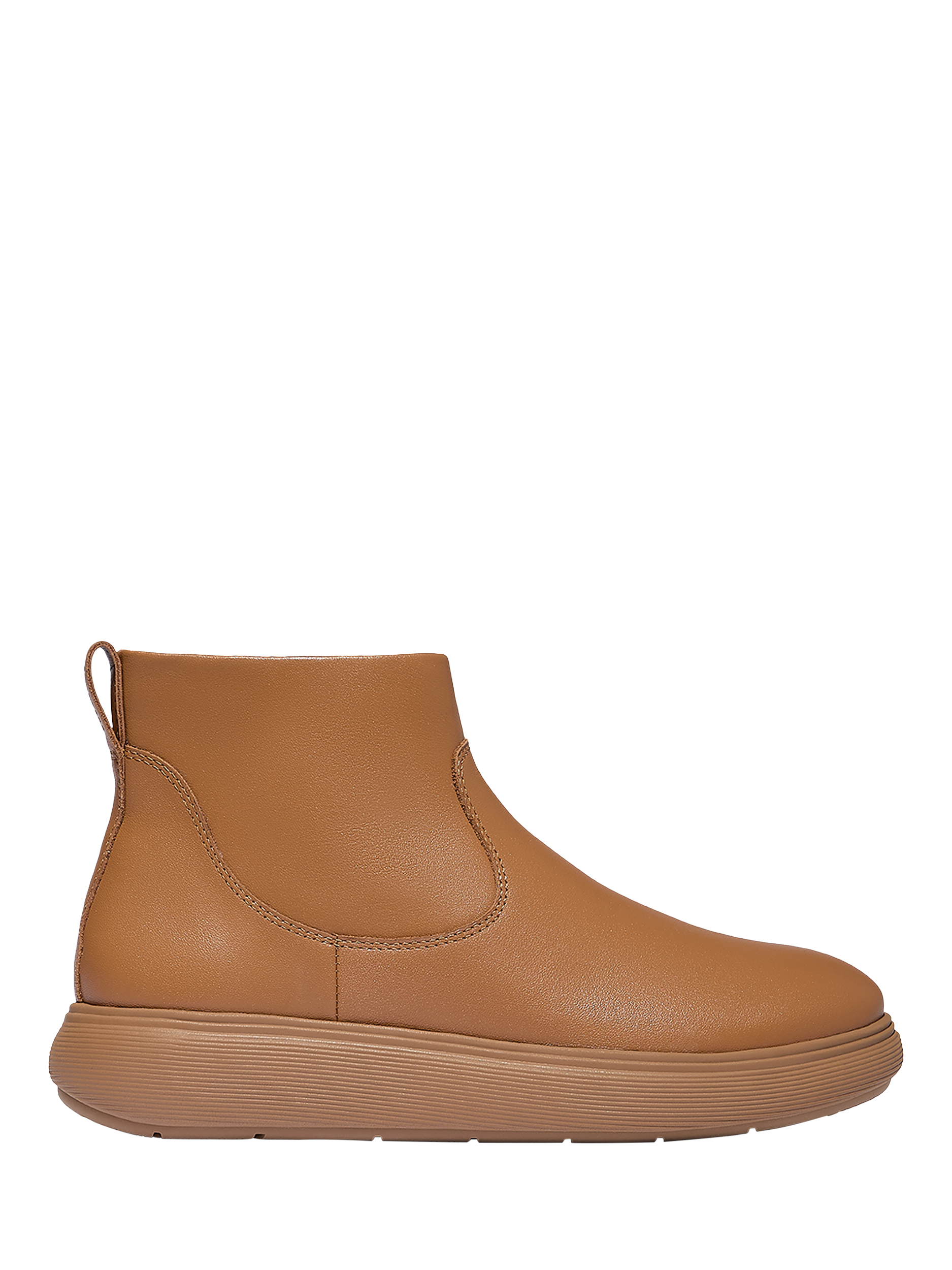 Product image 1 of 5, which shows FitFlop IQ-COMFF Leather Zip Ankle Boots, Desert Tan, 3