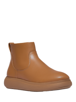 FitFlop IQ-COMFF Leather Zip Ankle Boots - view 2, Desert Tan