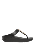 FitFlop Fino Crystal Chain Leather T-Bar Sandals, Black
