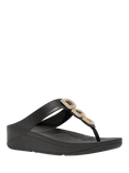 FitFlop Fino Crystal Chain Leather T-Bar Sandals, Black