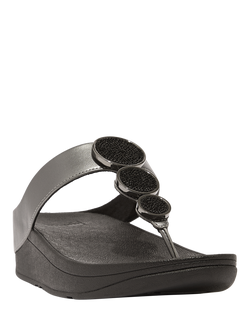 FitFlop Halo Bead Circles T-Bar Sandals, Pewter Black - view 2, Pewter Black