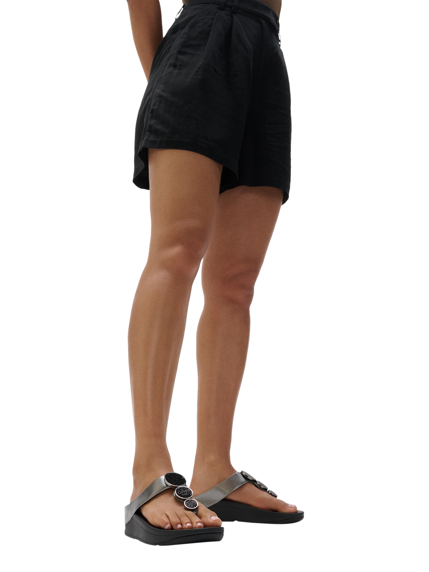Product image 5 of 5, which shows FitFlop Halo Bead Circles T-Bar Sandals, Pewter Black, 3