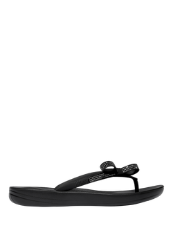 FitFlop iQushion Glitz Bow Flip Flops, Black
