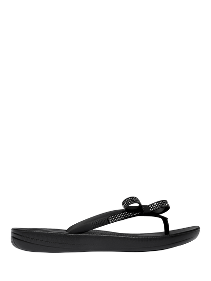 FitFlop iQushion Glitz Bow Flip Flops, Black