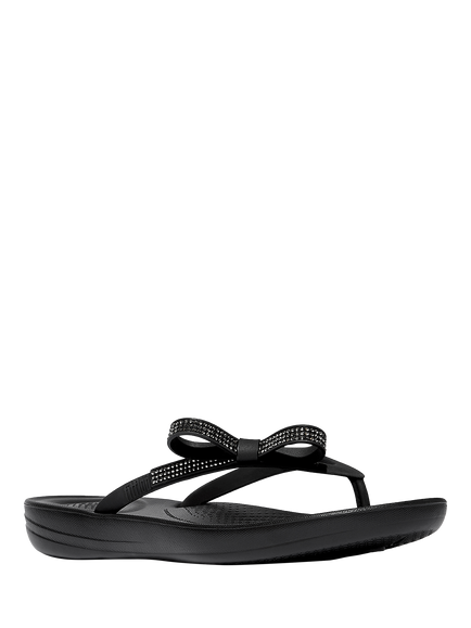 FitFlop iQushion Glitz Bow Flip Flops - view 2, Black