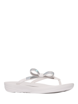 FitFlop iQushion Glitz Bow Flip Flops - view 2, Urban White