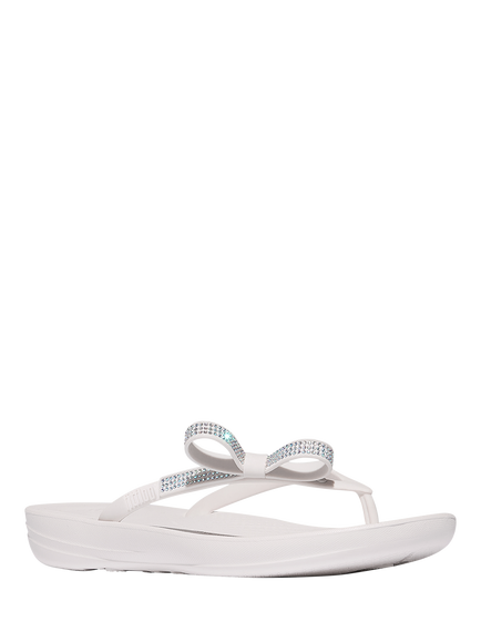 FitFlop iQushion Glitz Bow Flip Flops - view 2, Urban White
