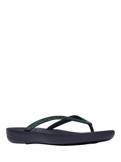 FitFlop IQushion Sparkle Flip-Flops - view 2, Midnight Navy