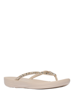 FitFlop IQushion Multi-Crystal Ergonomic Flip Flops - view 2, Stone Beige