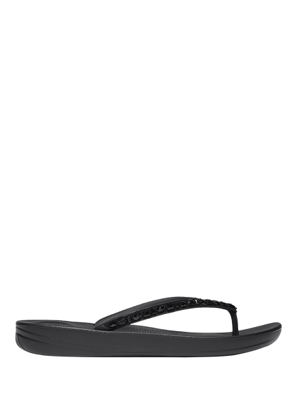 FitFlop IQushion Multi-Crystal Ergonomic Flip Flops, Black