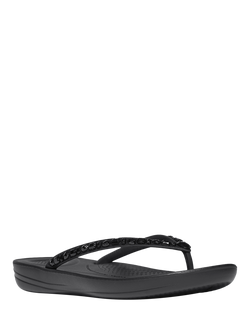 FitFlop IQushion Multi-Crystal Ergonomic Flip Flops - view 2, Black