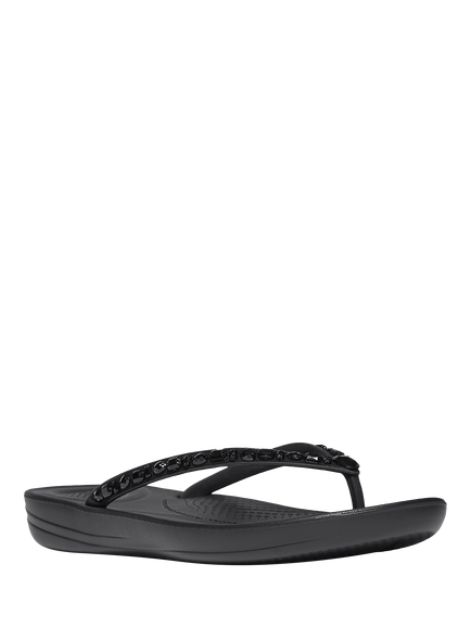FitFlop IQushion Multi-Crystal Ergonomic Flip Flops - view 2, Black