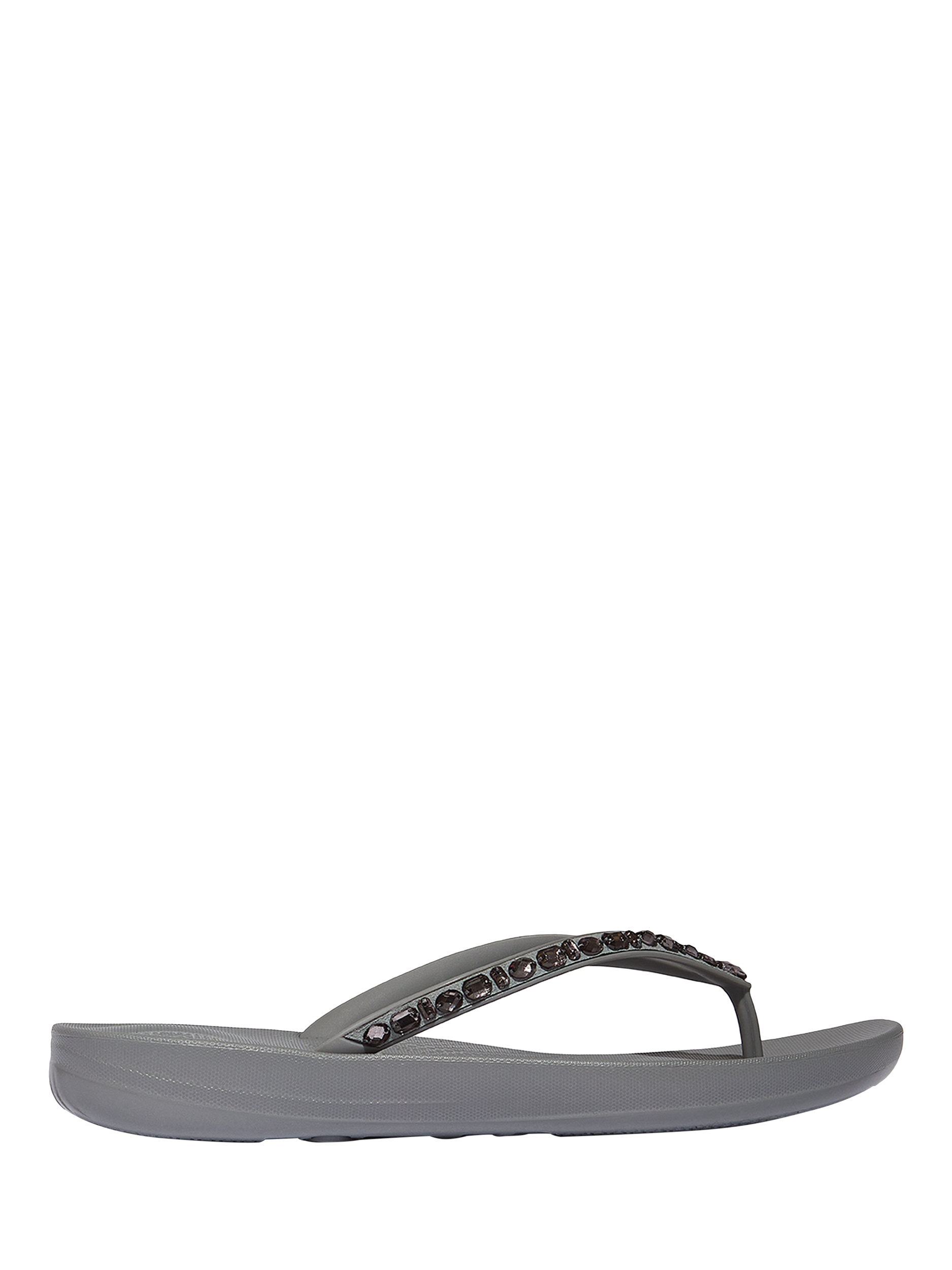 Product image 1 of 5, which shows FitFlop IQushion Multi-Crystal Ergonomic Flip Flops, Grey, 3