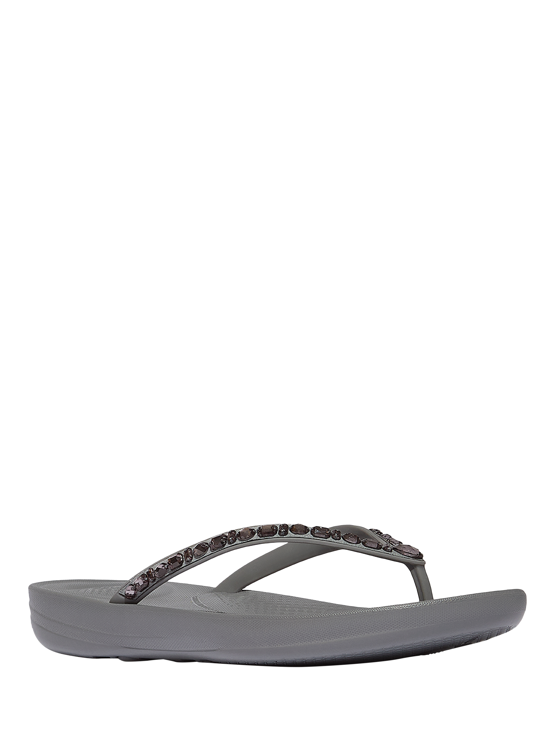 Product image 2 of 5, which shows FitFlop IQushion Multi-Crystal Ergonomic Flip Flops, Grey, 3