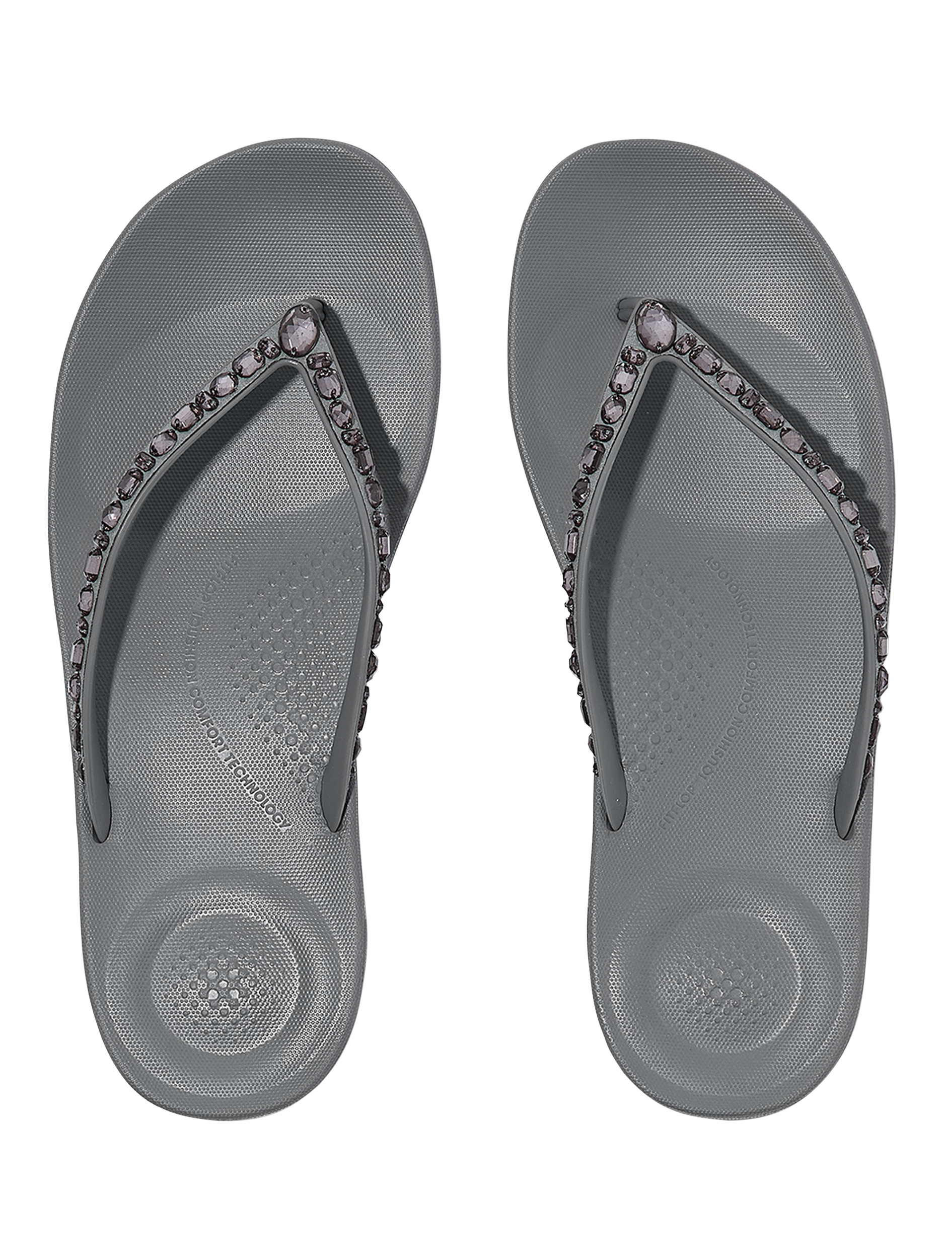 Product image 4 of 5, which shows FitFlop IQushion Multi-Crystal Ergonomic Flip Flops, Grey, 3