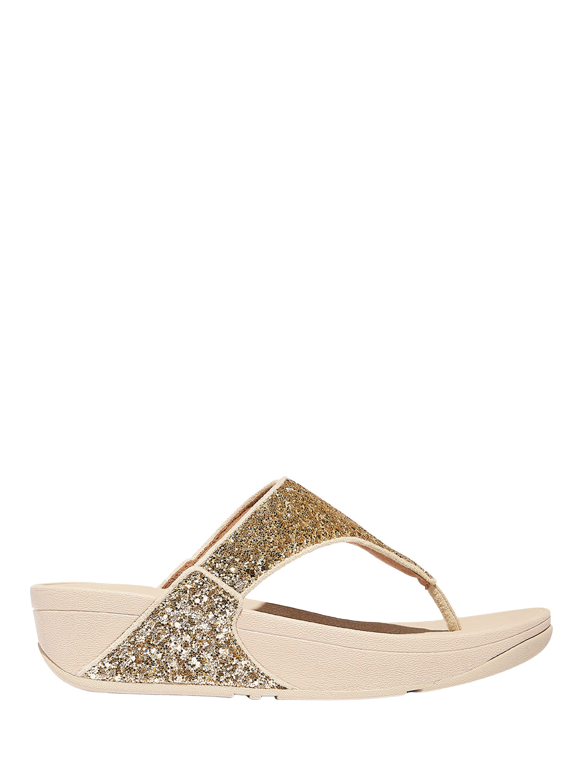 Product image 1 of 5, which shows FitFlop Lulu Glitter Flip Flops, Platino, 3