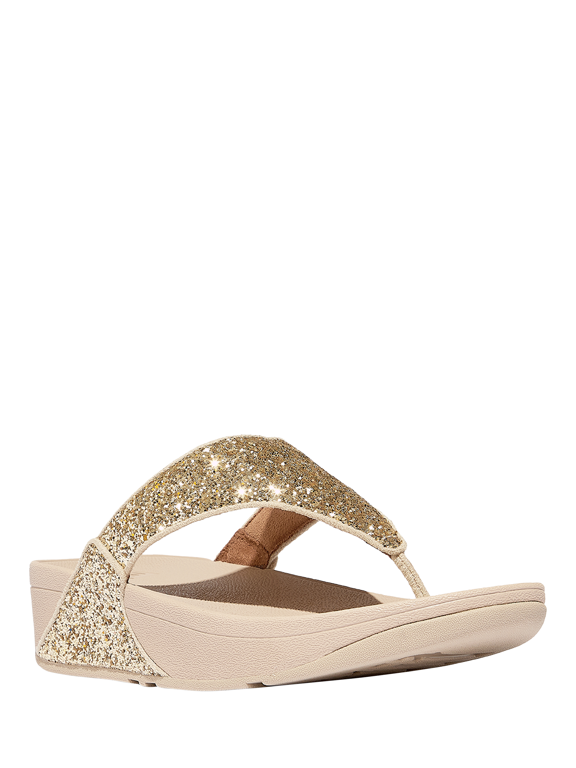 Product image 2 of 5, which shows FitFlop Lulu Glitter Flip Flops, Platino, 3