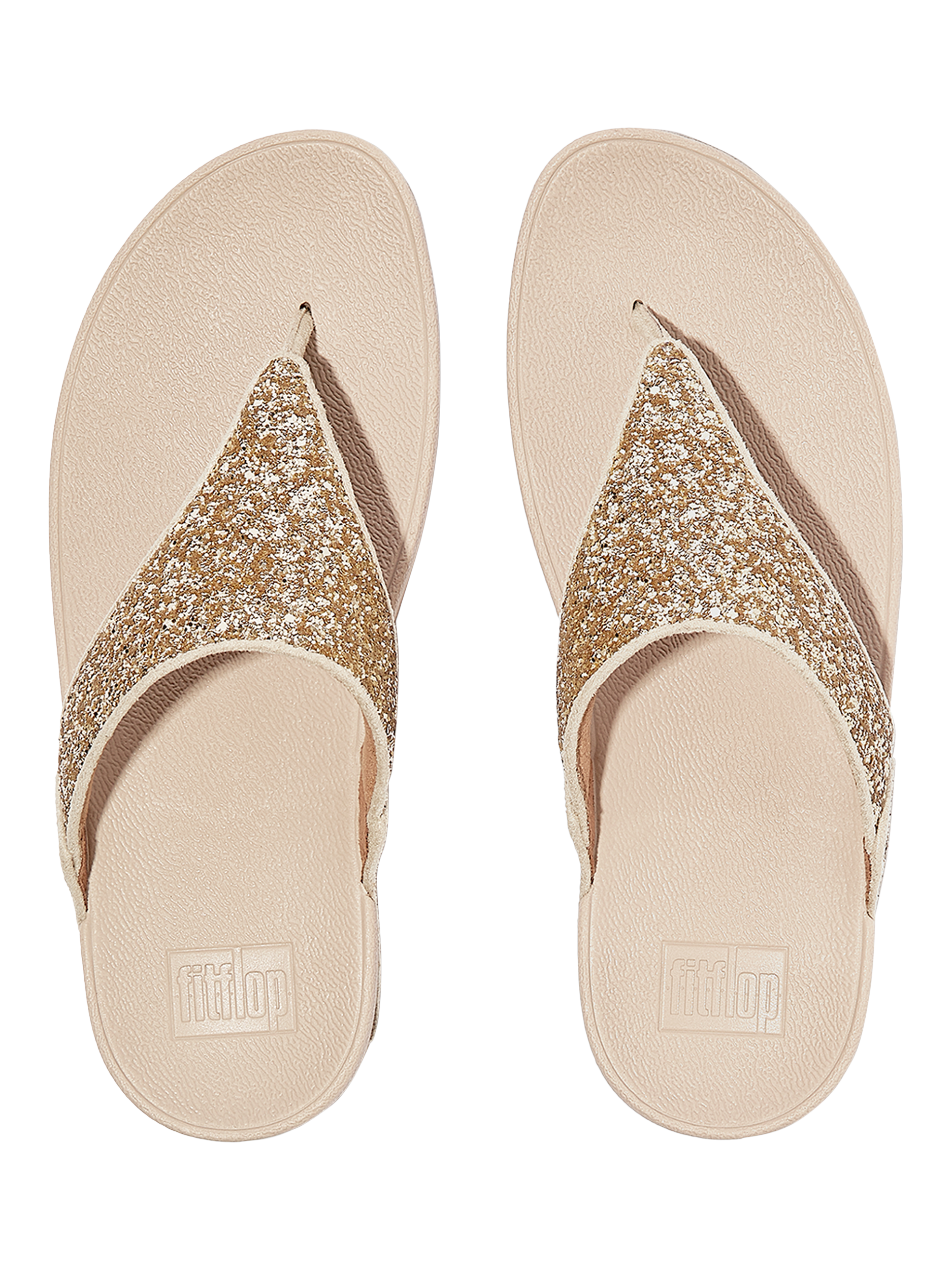Product image 4 of 5, which shows FitFlop Lulu Glitter Flip Flops, Platino, 3