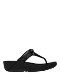 FitFlop Lulu Glitz Bow Leather Toe-Post Sandals, Silvereen
