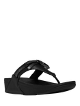 FitFlop Lulu Glitz Bow Leather Toe-Post Sandals, Silvereen