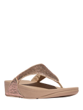 FitFlop Lulu Crinkled Shimmer Toe-Post Sandals, Metallic Beige
