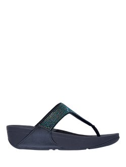 FitFlop Lulu Crystal Embellished Toe-Post Sandals, Iridescent Navy