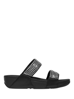 FitFlop Lulu Maxi Crystal Slider Sandals, Black