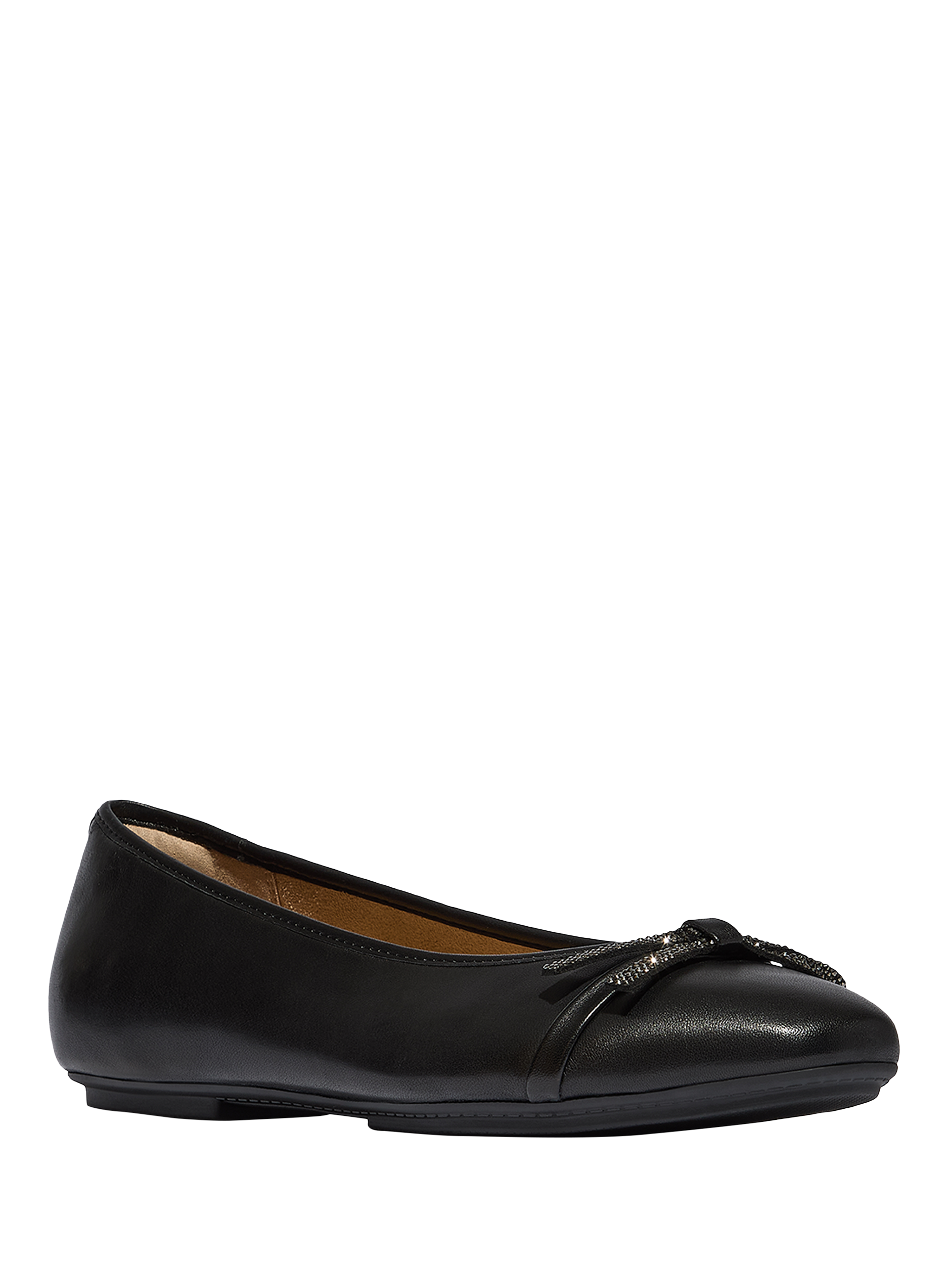 Product image 2 of 5, which shows FitFlop Delicato Glitz Bow Ballerina Pumps, Black, 3