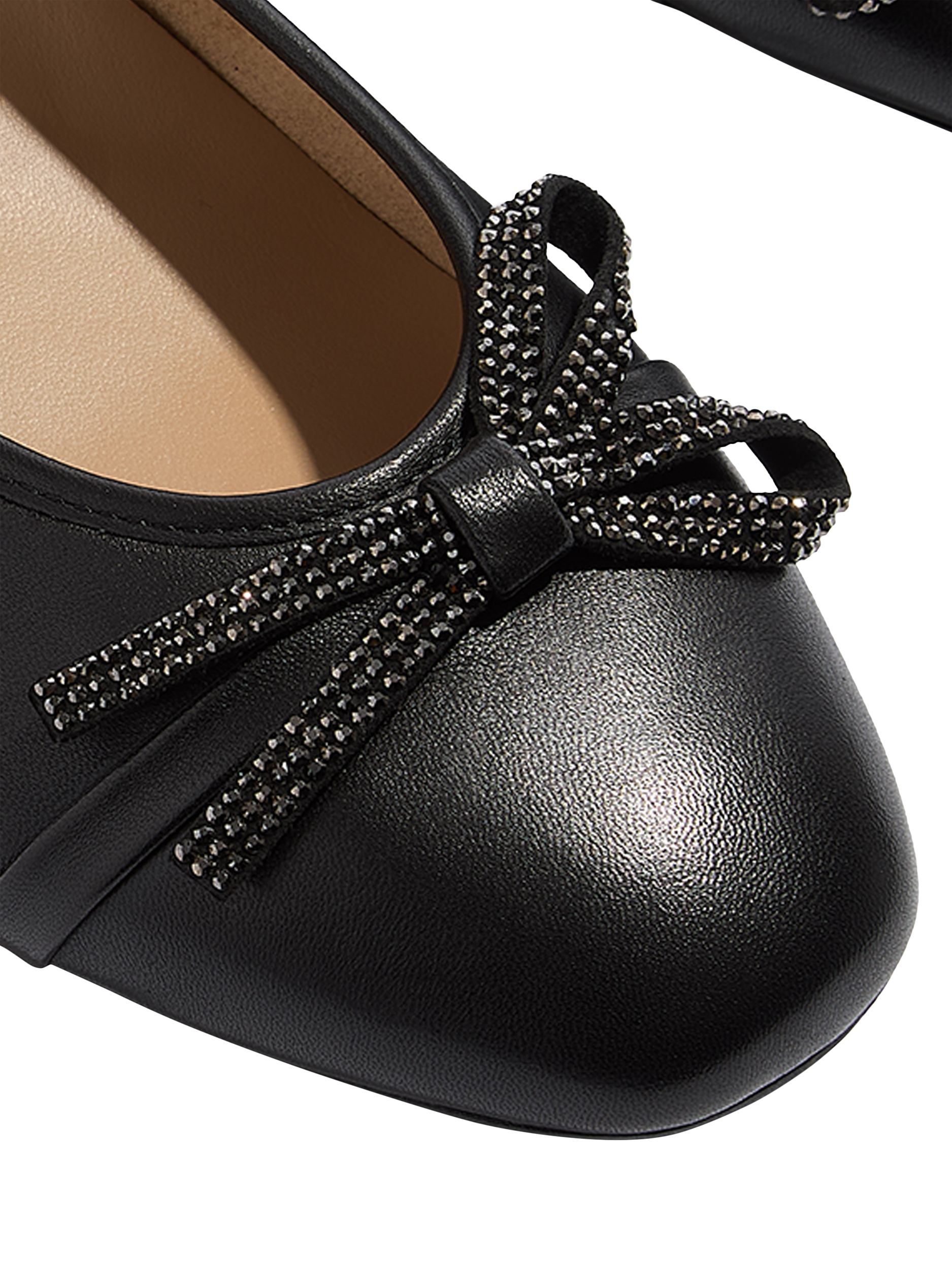 Product image 3 of 5, which shows FitFlop Delicato Glitz Bow Ballerina Pumps, Black, 3