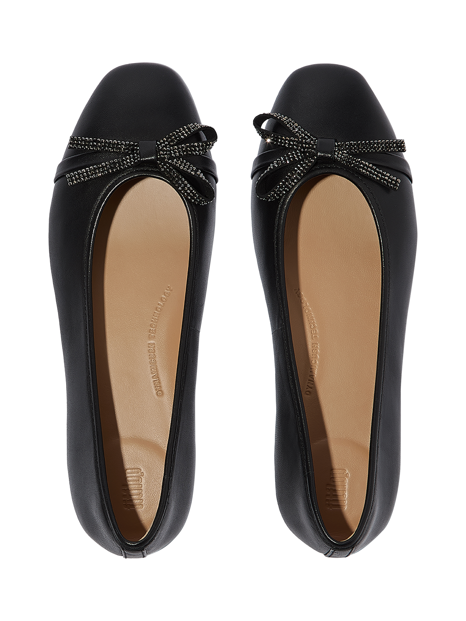 Product image 4 of 5, which shows FitFlop Delicato Glitz Bow Ballerina Pumps, Black, 3