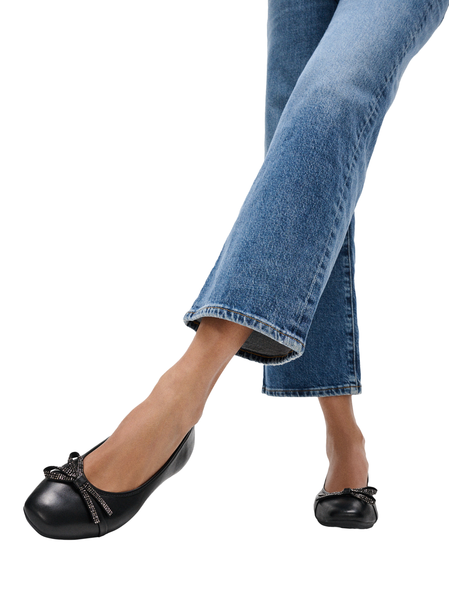 Product image 5 of 5, which shows FitFlop Delicato Glitz Bow Ballerina Pumps, Black, 3